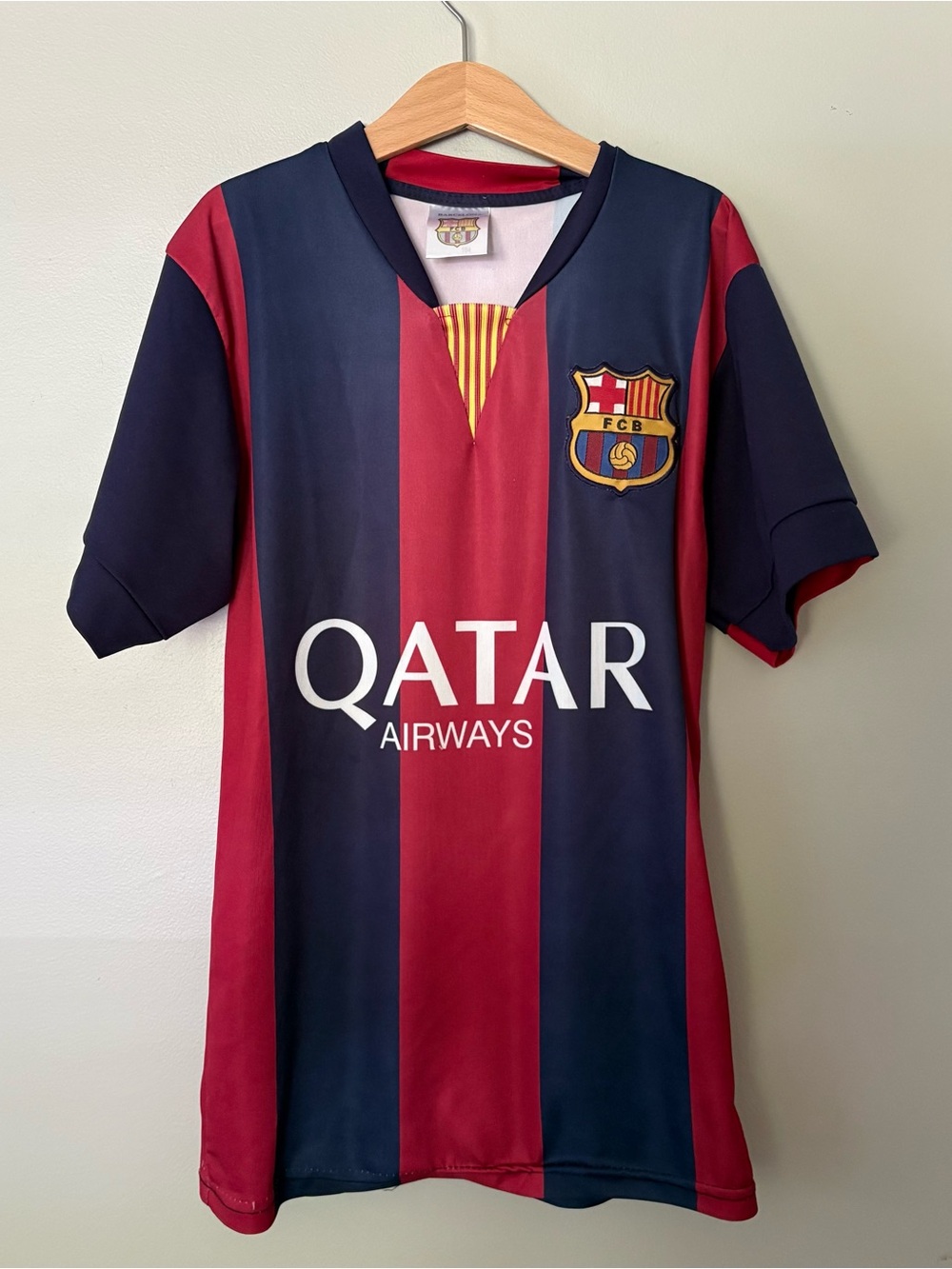 Messi Barcelona Kids Soccer Jersey - Navy & Red Stripes